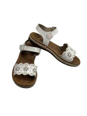 Maui Island Girls White Floral Scalloped Edge Sandals Size 13M Adjustable Strap